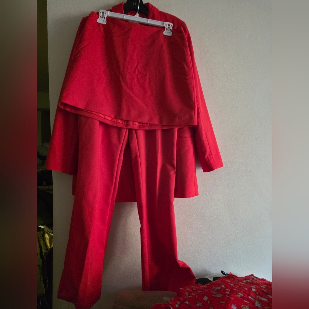 H&M 3 Pieces Set Blazer Sz M + Pants & Skirt Sz 10 Red Nwt